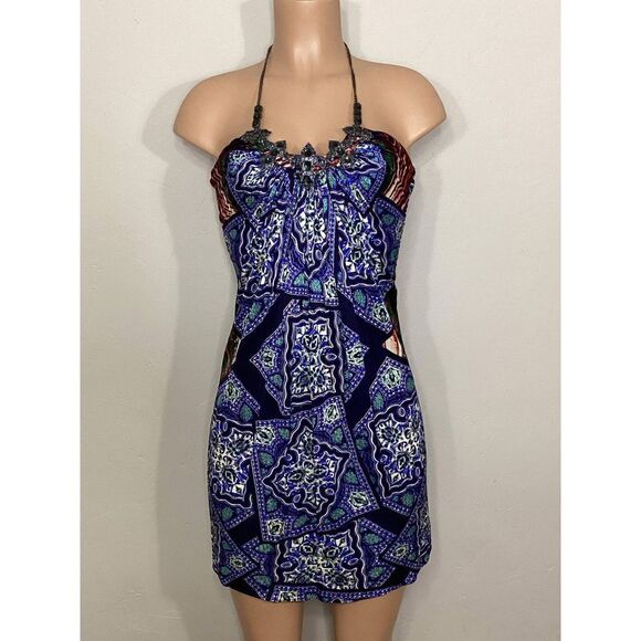 New. SKY silk halter mini dress with bling embellishment. Retails $269 - Picture 2 of 9